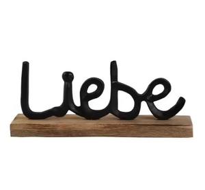 Décoration de table festive en métal Liebe avec figurine de base en bois pour table à manger d'hiver et célébration - Product Image 1