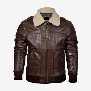 Elegante chaqueta de piel de oveja con logotipo frontal de tela de lona Características ecológicas y a prueba de viento Forro grueso Ajuste cómodo - Product Image 1