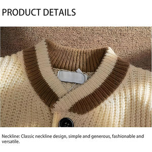 <b>Men's</b> Casual Coated Anti-Bacterial Varsity Jacket Letter Graphic Embroidery Button Knitted Top Stand Collar <b>Long</b> Winter Clothing - Product Image 6