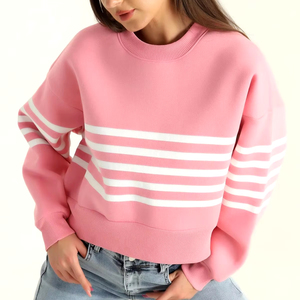 Sweat-shirt d'hiver élégant pour femmes Logo personnalisé Pull à épaules tombantes Arrivées Grandes tailles Arrivée Sweat-shirt pour femmes délavé - Product Image 1