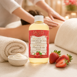 Huile de massage adoucissante pour le corps, soin professionnel de spa, hydratant, crème aux fraises, végétalien, à base de plantes, soin de la peau sèche, nutrition profonde, premium - Product Image 1