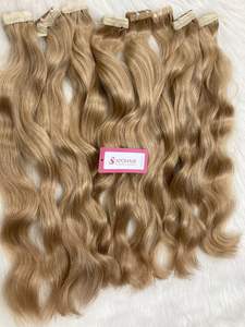 Venta caliente mejor calidad 100% extensiones de cabello humano crudo vietnamita miel rubia cinta ondulada Natural Ins 40 piezas/100g cinta en - Product Image 3