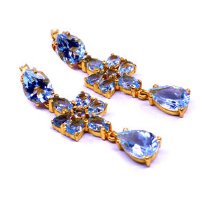 ต่างหูของผู้หญิงสำหรับงานแต่งงานแบบดั้งเดิมอัญมณีบุษราคัมชุบทองเงินแท้925ดีไซน์เนอร์ - Product Image 1