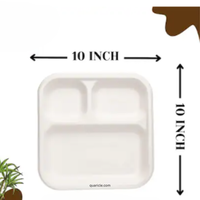 Vaisselle et vaisselle en bagasse compostables à 3 compartiments de 10 pouces en vente en gros