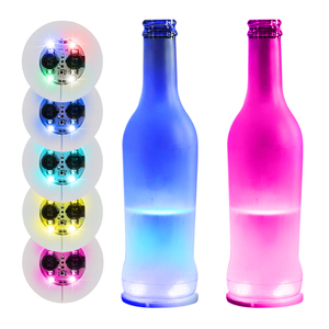 Bottle Lights Color-<strong>changing</strong> LED Coaster Liquor Display Decoration <strong>Small</strong> Self-adhesive Night Club Flashing Light up Coasters - Product Image 1