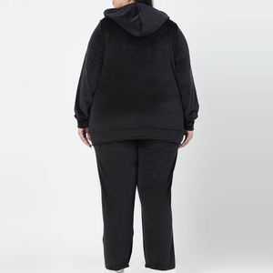 Chándal de dos piezas de talla grande liso personalizado completo para mujer, conjunto de chándal de talla grande informal para mujer con tarifa al por mayor - Product Image 2