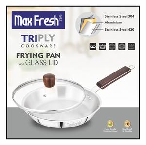 Poêle à frire Maxfresh avec couvercle en verre Technologie de batterie de cuisine Triply en acier inoxydable de qualité alimentaire certifié ISO - Product Image 2