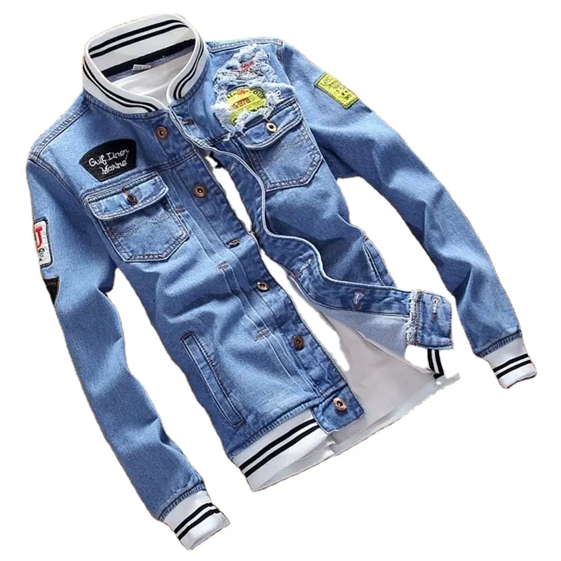 Hot Selling OEM Wholesale Street Wear Coat Custom Jeans Jackets Full Long Sleeve Button High Grade Denim Jacket for Men