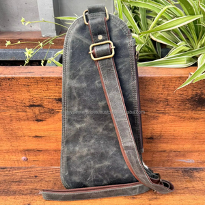 La más nueva moda de pelo en cuero de vaca al aire libre solo hombro pecho bolsa occidental cuero genuino ciclismo deportes bandolera para Unisex - Product Image 4