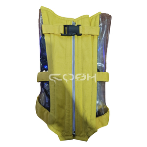 Corset tendance OEM/ODM en coton jaune avec harnais en PVC nude et bretelles réglables - Product Image 1