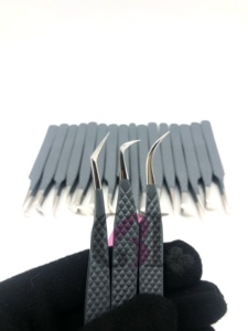 Pinzas para Pestañas GETUP BROSONS IMPEX Nuevas con Recubrimiento en Polvo Gris, Curvadas a 90 Grados, de Acero Inoxidable, con Punta Serrada/Lisa - Product Image 5