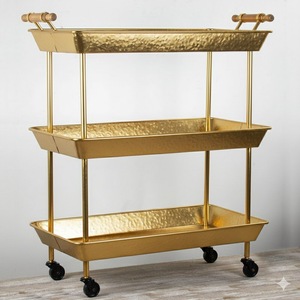 Soporte para Tartas de Dos Niveles de Hierro Galvanizado de Primera Calidad, con Recubrimiento en Polvo Dorado Antiguo, Forma Redonda con Base de Madera para Uso en Mesa - Product Image 3