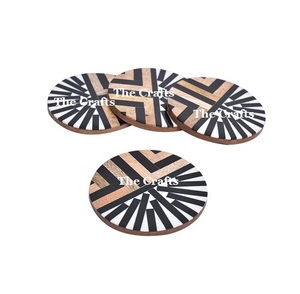 Ensemble de sous-verres en bois et nacre avec support pour la maison, l'hôtel et le restaurant - Product Image 2