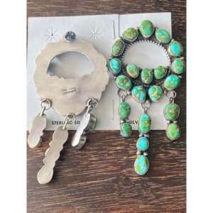 Ella Peters Sonoran Gold Turquoise & Sterling Silver Drop <b>Earrings</b> <b>Post</b> Cluster Dangle Design - Product Image 5