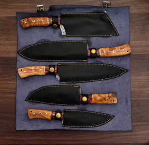 Juego de 5 cuchillos de Chef Damasco, juego de cuchillos de Chef de cocina de acero al carbono de alta calidad - Product Image 5