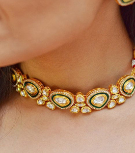 Collar Gargantilla Statement, Joyería Kundan de Cobre, Hecho a Mano, Étnico, para Boda, Compromiso, Aniversario, Regalo, Collar Verde para Mujer - Product Image 3