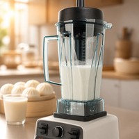 Mixeur Commercial pour Lait de Soja 2200W 2L Robuste à 4 Lames en Acier Inoxydable pour Bar à Jus et Café-Breakfast