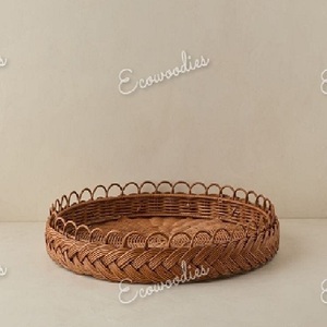 ชุดเครื่องใช้บนโต๊ะอาหารทำจากหวายธรรมชาติทำมือถาดเสิร์ฟจานไม้ทรงกลมถาดเสิร์ฟอาหารอย่างมีประโยชน์ - Product Image 6