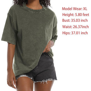 Camisetas de gran tamaño con lavado ácido moderno para mujer, camisetas de verano holgadas a la moda, venta al por mayor ecológica - Product Image 2