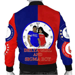 Chaqueta de seda satinada para hombre con bordado de fraternidad Phi Beta Sigma | Chaqueta bomber azul bordada de fraternidad PBS Chaqueta personalizada para hombre - Product Image 3