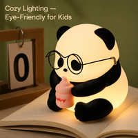 Veilleuse Panda en Silicone de Qualité Supérieure avec Contrôle Tactile pour Chambre à Coucher, Lampe de Bureau LED, Sans BPA, Rechargeable