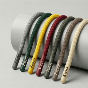 Custom Logo Eco-Friendly 100% Cotton Flat <b>Drawstring</b> Cords Aglets | OEM/ODM for Hoodies Joggers <b>Bags</b> | Printed Woven Branding - Product Image 3