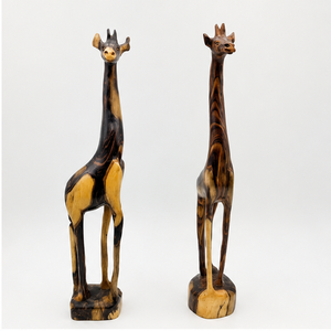 Figuras de jirafa de madera hechas a mano, juego de 2 esculturas de animales tradicionales, decoración de mesa para sala de estar - Product Image 2