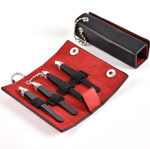 Mini outil de beauté privé de logo personnalisé d'acier inoxydable rouge noir 4pcs ensemble dans des pincettes de sourcil en vrac - Product Image 1