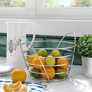 Cesta de frutas metálica, organizador de cocina contemporáneo para exhibir productos frescos y de fácil acceso - Product Image 4