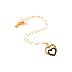 Vente chaude Spécial Coeur Conception Bleu Saphir Pendentif Collier 18k Plaqué Or Bijoux En Gros 925 Collier En Argent - Product Image 3