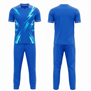 Uniforme de Cricket Azul de Alta Demanda para Hombre, Sublimado, Transpirable, con Gráfico de Rayo Cian, Conjunto de Camiseta y Pantalones de Cricket - Product Image 3