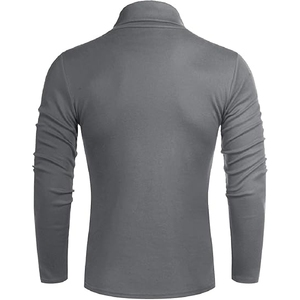 Pulls en polyester coupe ajustée de haute qualité pour hommes pour l'hiver Nouveaux tricots à col rond Pull en polyester respirant de couleur unie - Product Image 2