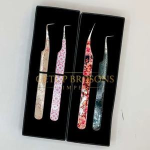 Puntas de acero inoxidable plateadas para extensión de pestañas, con aislamiento de volumen de 90 grados, antimagnéticas, antiestáticas, con revestimiento de papel de 10 mm. - Product Image 1