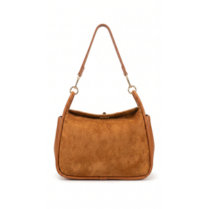 Borsa a Tracolla Morbida in Vera Pelle Scamosciata e Pelle Dollaro, Made in Italy, Art. 26118 - Product Image 1