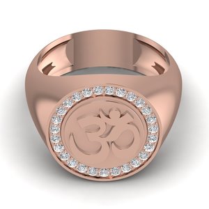 <span class=keywords><strong>Om</strong></span> Chevalière Design 14kt Solide Jaune Rose Blanc Or Fine Jewelry Bague en diamant de laboratoire rond pour hommes Cadeau d'anniversaire de mariage à la mode - Product Image 3