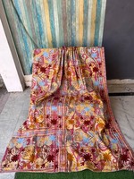 Bhawana Handicrafts Couvre-lit Suzani en coton brodé floral antique, patchwork brodé à la main, pour lit double