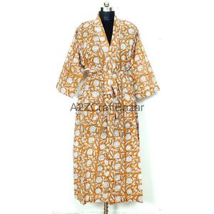 Indio hecho a mano 100% algodón satén ropa de dormir Bata para mujer estampado Floral Kimono bata verano ropa de dormir playa cubierta vestido - Product Image 2