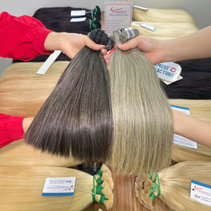 Cutícula alineada pelo gris liso natural tejido 100% pelo vietnamita crudo al por mayor - Product Image 2