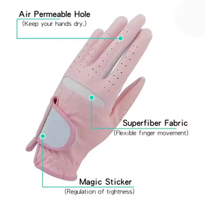 Design de mode régulier main gauche en peau de mouton Direct respirant anti-glissant Cabretta cuir imprimé Patter gants de Golf pour les femmes - Product Image 3