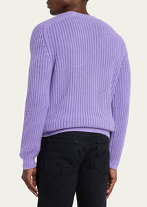 เสื้อสเวตเตอร์ขนสัตว์คอกลมแขนยาวแบบสวมศีรษะทรงหลวมเสื้อสเวตเตอร์ขนสัตว์สำหรับผู้ชายสีทึบสำหรับฤดูหนาว2024งานตามสั่ง - Product Image 2