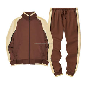 Streetwear sportif Survêtement en polyester 2 pièces Survêtements brodés avec contraste de couleur Vêtements de sport à la mode - Product Image 3