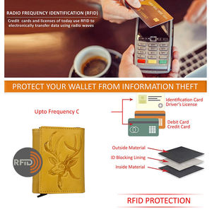 กระเป๋าสตางค์ผู้ชายแบบพับสองตอน คุณภาพพรีเมียม หนังแท้สีเหลืองคลาสสิก ป้องกัน RFID ช่องใส่บัตรหลายช่อง ดีไซน์ทันสมัย - Product Image 4