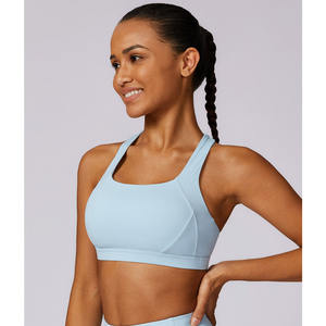 Soutien-gorge de sport Flex bleu glace de haute qualité avec dos croisé conception respirant extensible à fort impact soutien-gorge de sport Fitness pour femmes - Product Image 1