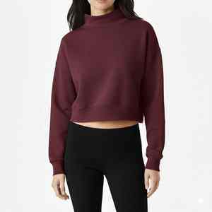 Women Knitted Long Boxy <b>Top</b> Fleece <b>Mock</b> <b>Neck</b> Breathable Quick Dry Eco-Friendly Polyester/Cotton Omega Phi Beta Solid Color - Product Image 5