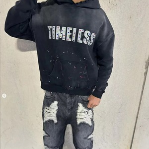 Pull à capuche avec strass Sweat-shirt en coton surdimensionné de meilleure qualité Sweat-shirt à capuche personnalisé avec fermeture éclair complète pour hommes - Product Image 3