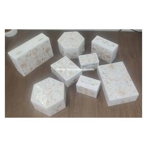 Boîte d'incrustation de marbre de produit de qualité supérieure d'emballage Standard de haute qualité avec travail d'incrustation personnalisé fabriqué à la main de nacre pour la décoration - Product Image 1