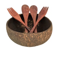 Mangkuk Tempurung Kelapa Organik Ramah Lingkungan 100% Buatan Tangan EUTECH, Coklat Alami, Diameter 13-14cm, Kedalaman 6cm, Tahan Air, Dipoles