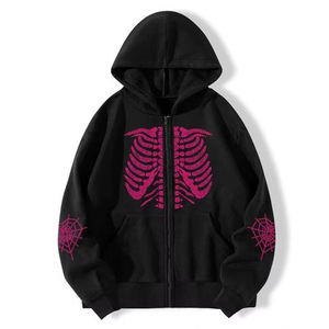 Sweat à capuche personnalisé avec logo en strass, fermeture éclair intégrale, broderie personnalisée, haute qualité, 100% coton, couleurs et designs personnalisés - Product Image 1