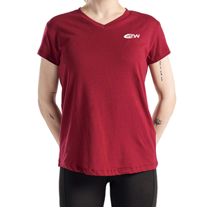 T-shirts à col en V de mode d'été écologiques pour femmes OEM T-shirts d'entraînement promotionnels à manches à volants Design uni - Product Image 1