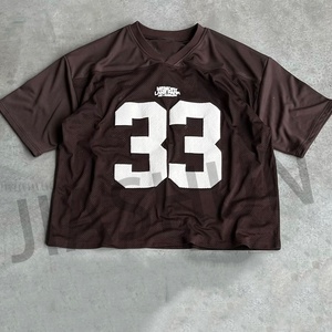 Personalizado de gran tamaño Crop Boxy sublimación Retro Streetwear malla uniforme deporte Boxy camisetas recortadas fútbol americano Jersey - Product Image 3